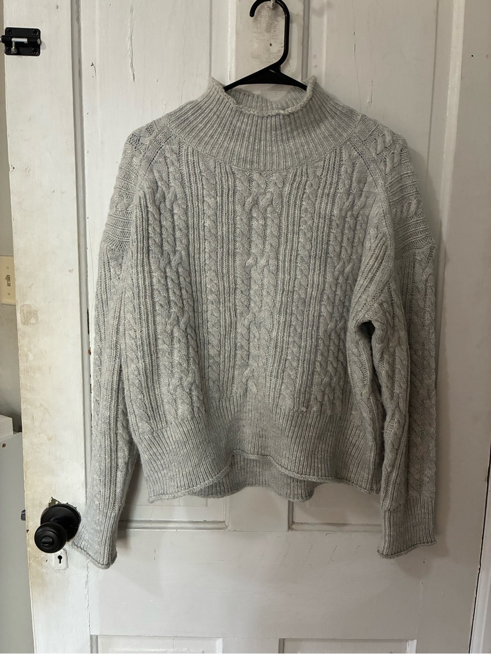 Kut from the Kloth Light Gray Cable Knit Mock Neck Sweater